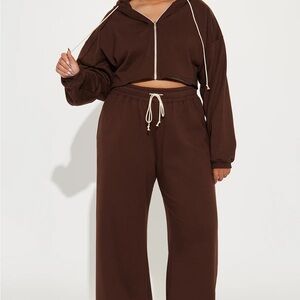 On The Way Sweatsuit Set- Chocolate Brown- Fashionova- 3X- Matching Sweatsuit